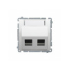 KONTAKT-simon Kryt zásuvky 2x RJ45/RJ12 Simon Basic modul šikmý biely
