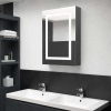 vidaXL Kúpeľňová skrinka s LED a zrkadlom, lesklá sivá 50x13x70 cm - Sivá - 85655-40067