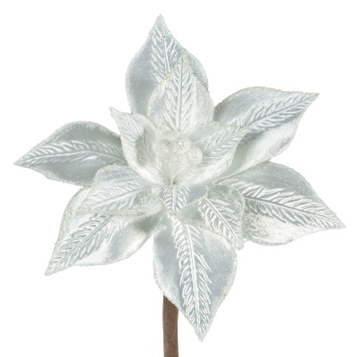 Dekoračný vianočný kvet 20 cm strieborná