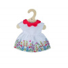 Bigjigs Toys Biele kvetinové šaty s červeným golierom pre bábiku 38 cm BJD544