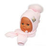 BABY NELLYS Zimná čiapočka s šálom - chlupáčková Bambulka - sv. ružová/sv. ružová Baby Nellys
