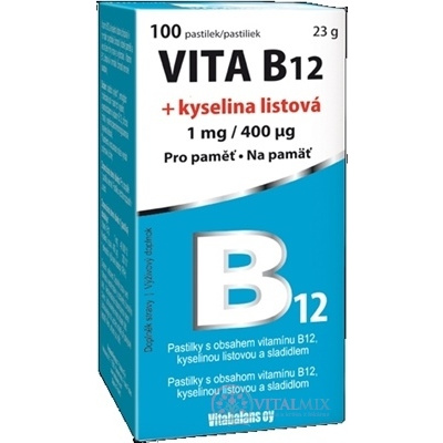 Vitabalans VITA B12 + kyselina listová (1 mg/ 400 mcg) pastilky 100 ks