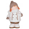 Postavička MagicHome Vianoce, Dievčatko bacuľaté s vrkočami a čiapočkou, terakota, 29 cm