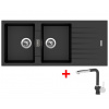 Granitový drez Sinks PERFECTO 1160 DUO Metalblack + batéria MIX 3 P GR
