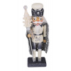Drevená figúrka Luskáčik 21 cm-ový v striebornom plášti so žezlom