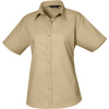 Premier Košile PR 302, popelínová, krátký rukáv, dámská COT3903025552b-khaki XS Khaki