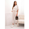 Legínovo Dámsky set z maslovitej viskózy s krátkym rukávom a nohavicami béžový Farba: Béžová, Veľkosť: UNI