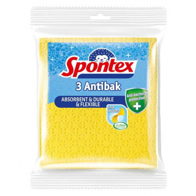 Spontex 3 Antibak Antibakteriálna utierka proti plesniam žltá 18,5 x 20,5 cm 3 ks