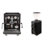 ECM Synchronika, black, dark walnut + Stone Espresso Pebble, black