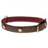 Cobbys Pet Obojok z pravej olejovej kože, hnedý, podšitý a zdobený zlatými nitmi s kryštálmi 25 mm/65 cm