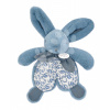 Plyšový zajačik na maznanie Bunny Comforter Blue Doudou et Compagnie v darčekovom balení modrý 18 cm od 0 mes