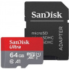 SanDisk MicroSDXC karta 64GB Ultra (140 MB/s, A1 Class 10 UHS-I) + adaptér SDSQUAB-064G-GN6MA