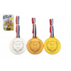 Teddies Medaile se šňůrkou 3ks plast průměr 6cm na kartě
