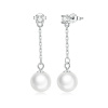 GRACE Silver Jewellery Stříbrné náušnice s perlou a zirkony Anna, stříbro 925/1000 E-BSE641/44 Bílá