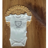 Dojčenské body, kr. rukáv Mamatti, zap. pri krku, Puntík - biele s potlačou - 86 (12-18m)