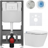 CERANO - Závesné WC s bidetom Cronus Standard - biela lesklá - tlačidlo Prime/Modulo, biele - voľne stojace - predstenová inštalácia / sadrokartón - 59,3x38,4 cm