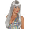 Parochňa - DISCO GLITTER - strieborná s ofinou dlhá 62 cm dámska