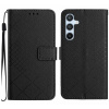 Peňaženkové kožené puzdro Rhombic Grid Texture na Galaxy A35 5G - Čierna
