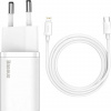 Baseus rýchlonabíjačka do siete Super Si USB-C PD QC 20W s Lightning káblom 1m biela (6953156230064)