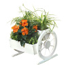 Feel2Home Drevený kvetináč + kolieska na vozíku záhradná dekorácia kvetinový žľab drevený box biely