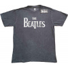 The Beatles Tričko Drop T Logo Snow Wash Unisex Charcoal Grey L