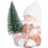 Postavička MagicHome Vianoce, Chlapček so stromčekom, terakota, 14,5x13x17 cm