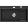 Mexen Omar, 1-komorový granitový drez 800x480x210 mm, čierna-strieborná metalíza, chrómový sifón, 6520801005-73