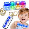 Fidget prívesok na kľúče proti stresu 4 prepínače kliker LED svietiaci