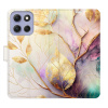 Flip pouzdro iSaprio - Motorola Moto G86 5G - Gold Leaves 02 s kapsičkami na karty (Flipové knížkové pouzdro, obal, kryt iSaprio s přihrádkami na karty a motivem)