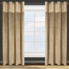 Eurofirany Záves 140x250 cm zamatový béžový zlatý na kovové krúžky AGNES Design 91