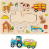 Goki Puzzle vkladacie traktor s prívesmi