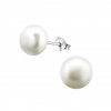 Strieborné náušnice napichovacie Perlové guličky biele