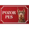 Doberman - Kovová tabuľka POZOR PES