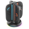 iPega SW2052 Nabíjacia Stanica s RGB na JoyCon Ovládače Nintendo Switch 2 Black 6974363712457