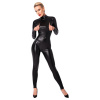 Noir Handmade F319 Caged Wetlook Catsuit with Zippers and Ring
