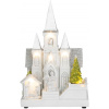 MagicHome Dekorácia Kostol s betlehemom 6 LED biela 3xAA interiér 17x13x25 cm