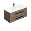 Swiss aqua technologies Koupelnová skříňka s černou úchytkou a umyvadlem SAT Cube Way 100x53x46 cm dub Wellington mat CUBE46C1002DWMOD