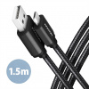 AXAGON BUMM-AM15AB, HQ kabel Micro USB USB-A, 1.5m, USB 2.0, 2.4A, ALU, oplet, černý Axagon