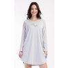 Vienetta Dámske domáce šaty s dlhým rukávom Good night Farba: Sivá, Veľkosť: S