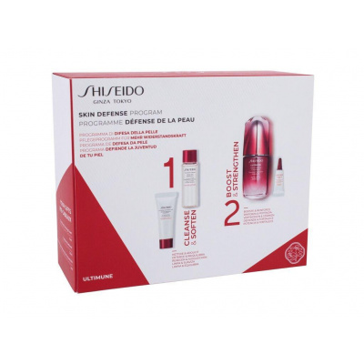 Shiseido Ultimune Skin Defense Program darčekový set pleťové sérum Ultimune Power Infusing Concentrate 50 ml + čistiaca pena Clarifying Cleansing Foam 15 ml + pleťová voda Treatment Softener 30 ml + o