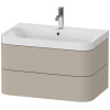 DURAVIT Happy D.2 Plus c-shaped závesná skrinka s nábytkovým umývadlom s otvorom, 2 zásuvky, 775 x 490 x 480 mm, taupe matná lakovaná, HP4347O6060