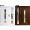 Dvojkrídlové vchodové dvere plastové Soft Hana+Sklo Nisip, Zlatý dub/Biela, 150x200 cm, ľavé