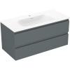 Mexen Orio, kúpeľňová skrinka 100 cm s umývadlom Vela, 2 zásuvky, grafitová matná/biela matná, 91A10-10047-2-BFF66-W23M01