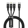 Baseus CAMLT-SC01 Rapid Series 3v1 USB-C (Micro USB/Lightning/USB-C) PD 20W, 1,5m, černý