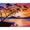 Maľovanie podľa čísel Západ slnka na jazere, 80x100 cm, vypnuté plátno na rám (6045053)