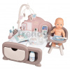 Domček pre bábiku Cocoon Nursery Natur D'Amour Baby Nurse Smoby denná a nočná zóna s elektronickými funkciami 20 doplnkov