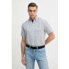 Košeľa s prímesou ľanu Tommy Hilfiger pánska, tmavomodrá farba, regular, s golierom button-down, MW0MW39155 XL