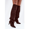 Dámske vysoké topánky na podpätku CLS-580 Dark Brown Coffee - Joalice 40 tmavě hnědá
