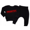 Detský komplet - Baby Set Domisia 92 čierna, červená 2 ks. (Mikina priority tracksuit + nohavice Baggy 92)