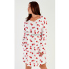 Dámske domáce šaty s dlhým rukávom Srdce - jahodová 3XL (VIENETTA SECRET)
